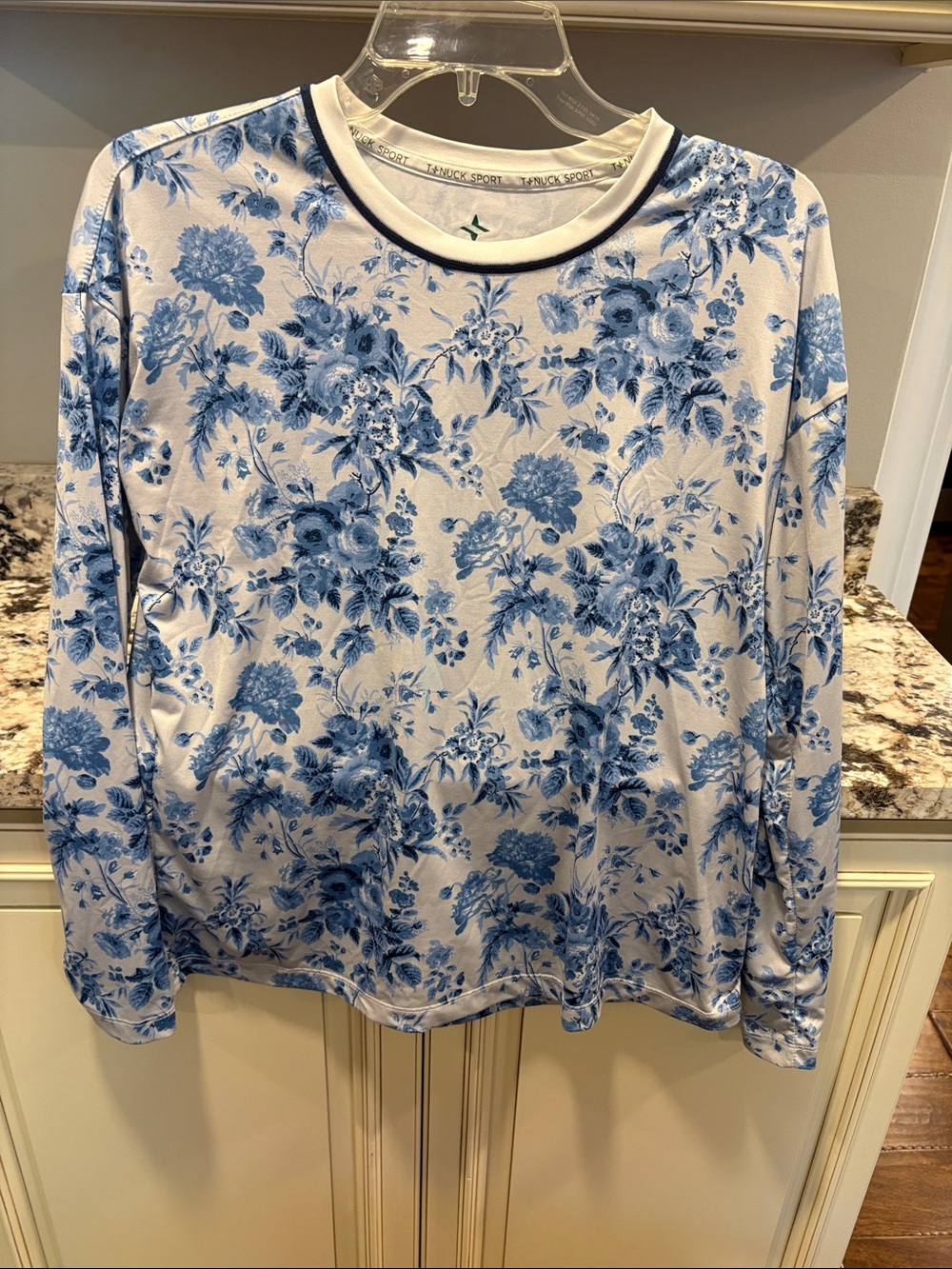 Tuckernuck Sport Blue and White floral Long-Sleeve Top